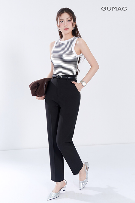 Quần ống đứng lưng kiểu