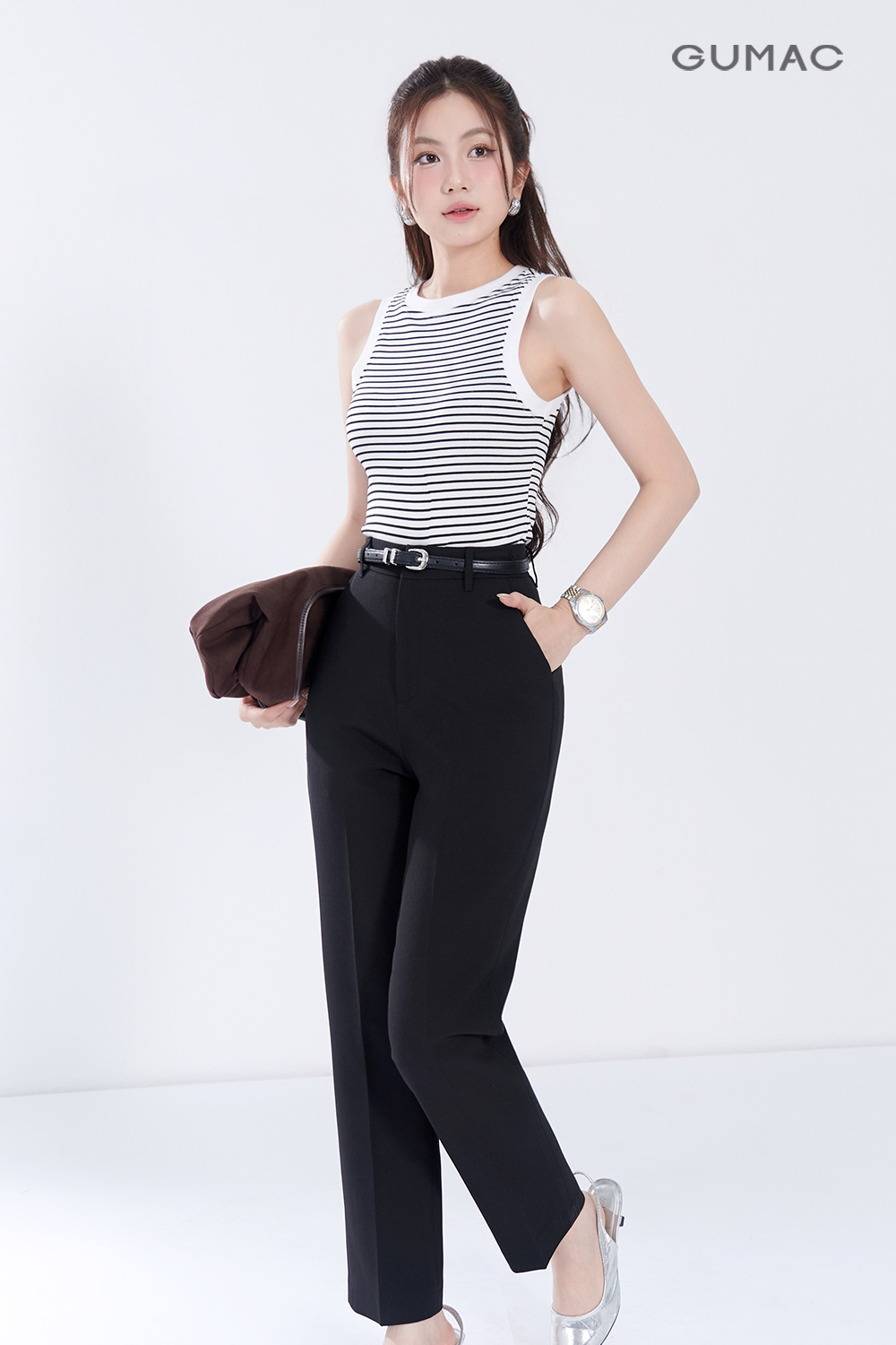 Quần ống đứng lưng kiểu