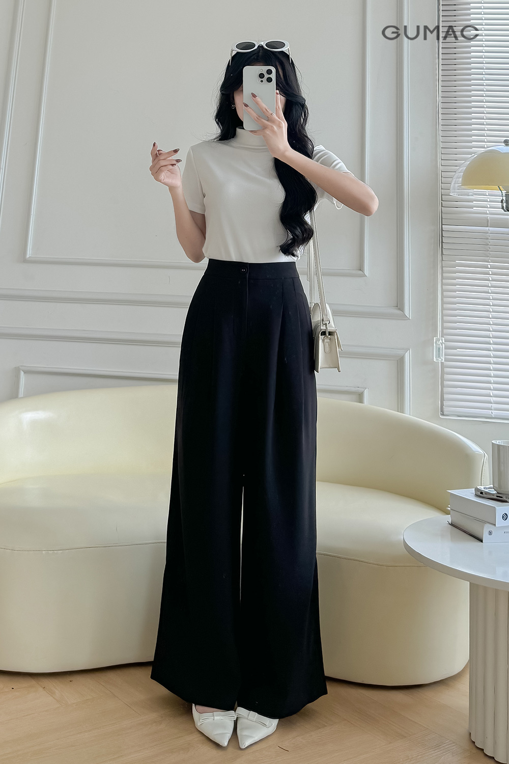 Quần ống rộng chiết ly