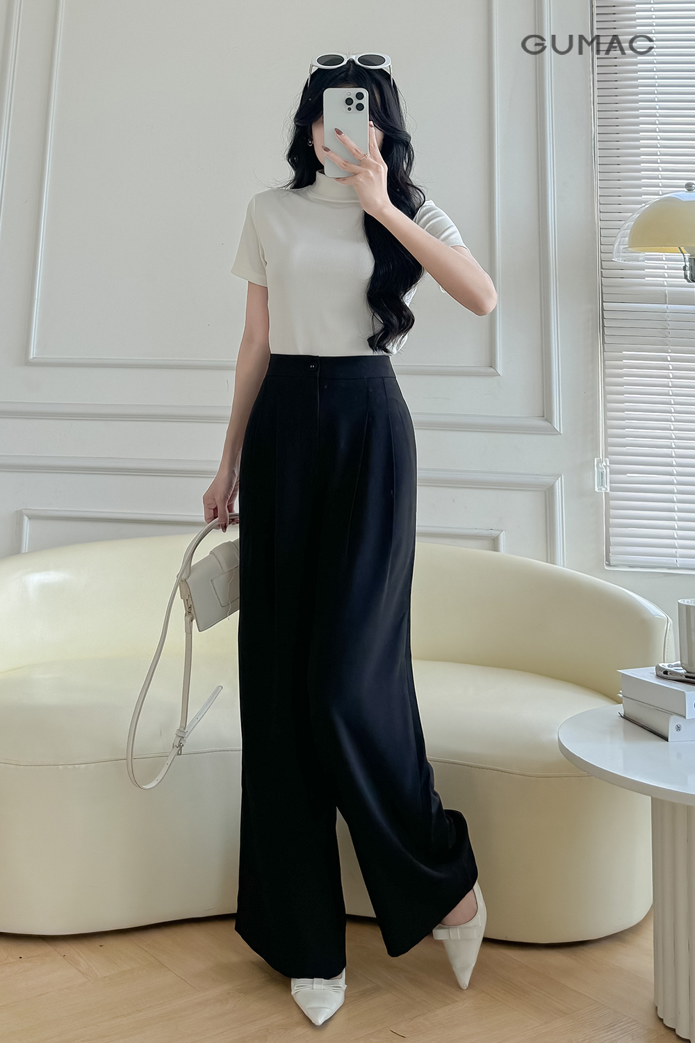 Quần ống rộng chiết ly