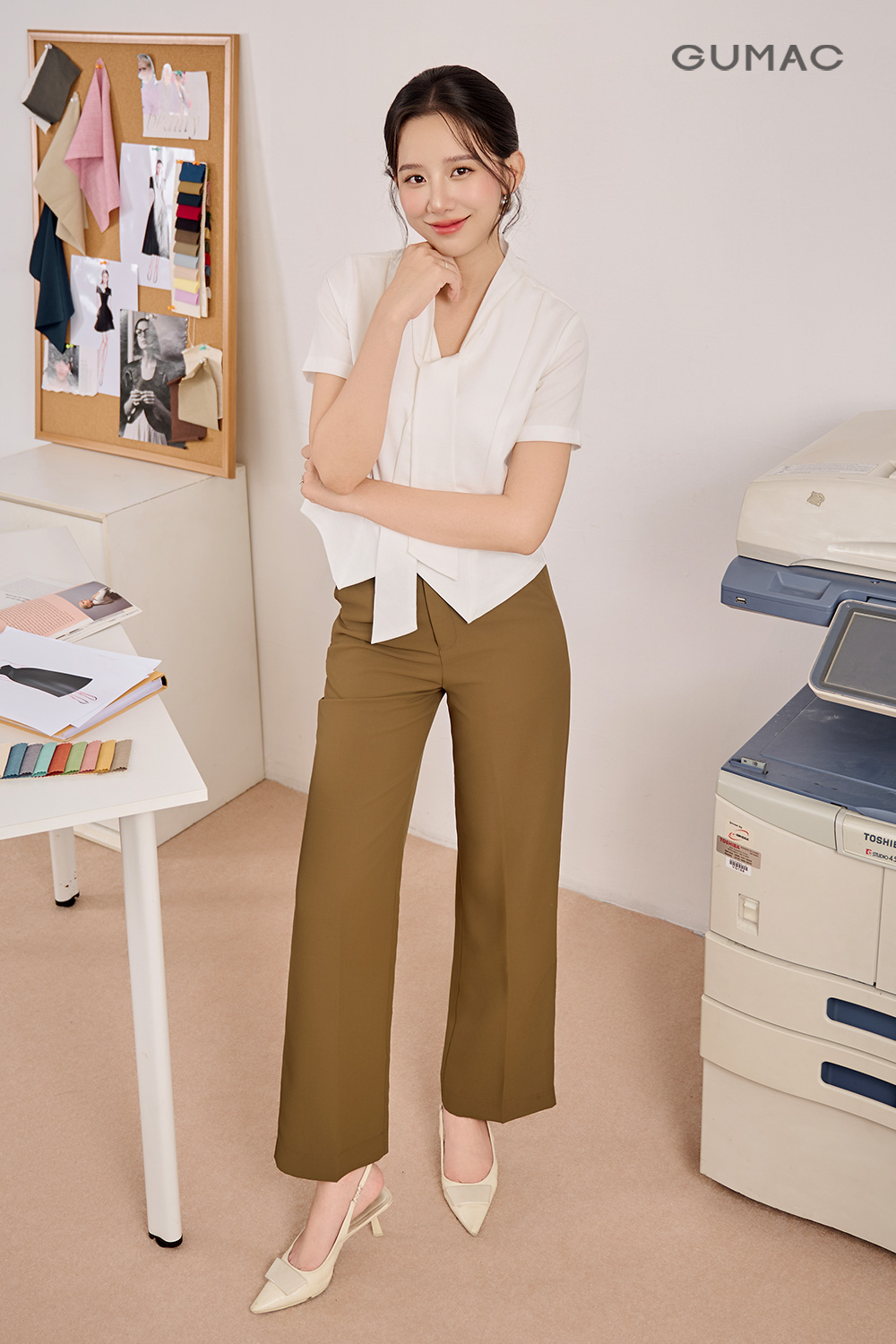 Quần suông lưng kiểu