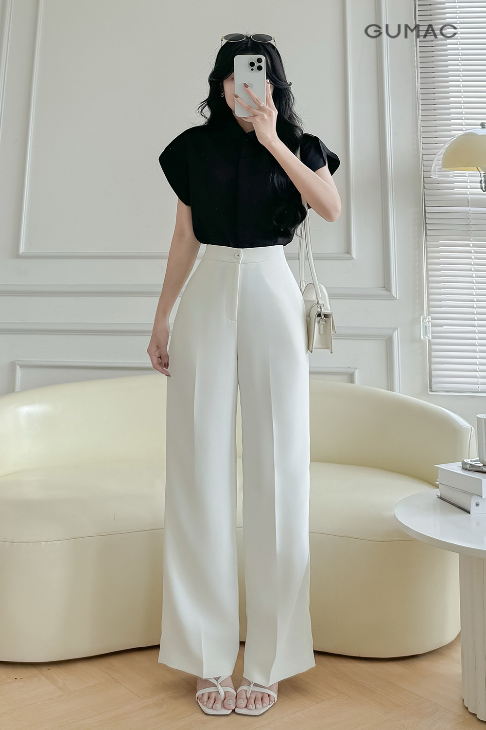 Mau quan tay trang nu cong so thiet ke chi noi GUMAC