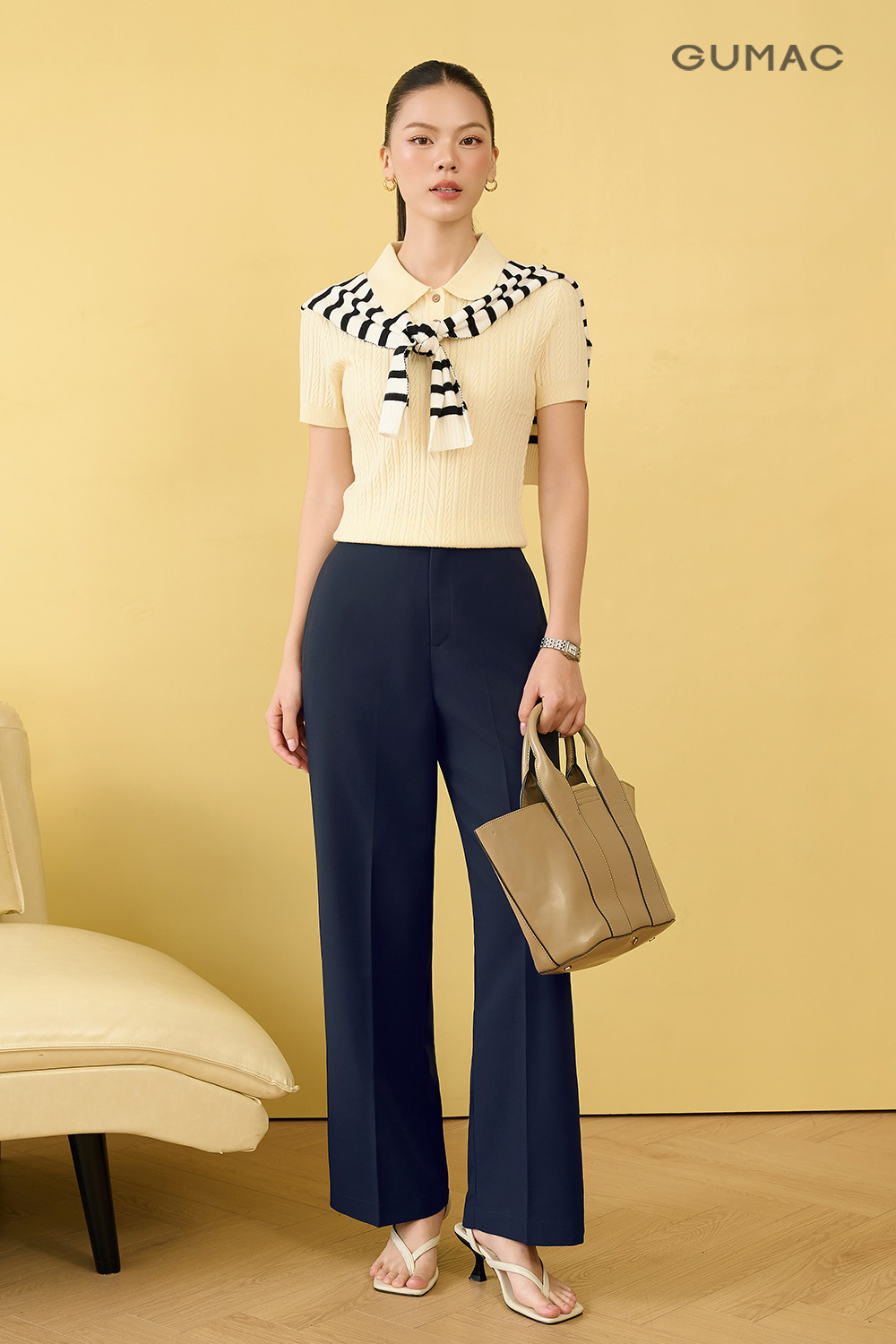 Mau quan nu cong so mau den thoi trang sanh dieu GUMAC