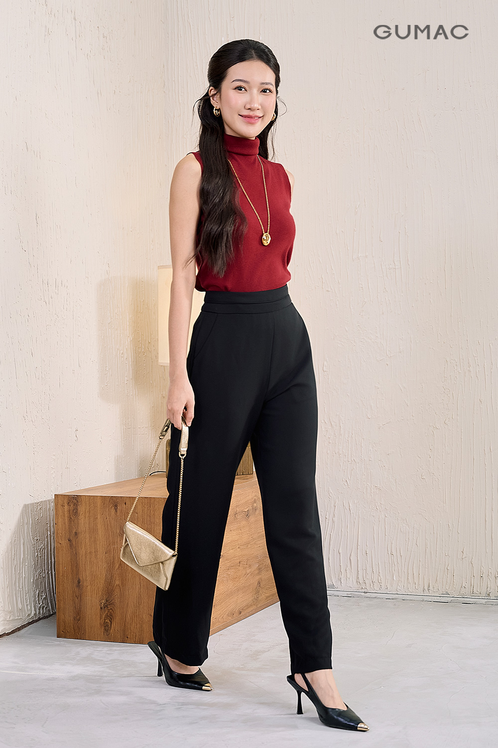 Quần suông lưng kiểu