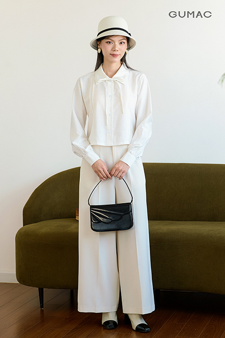 Quần suông nút bọc