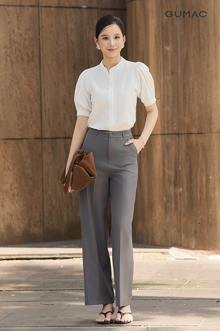 Quần ống rộng dây lưng