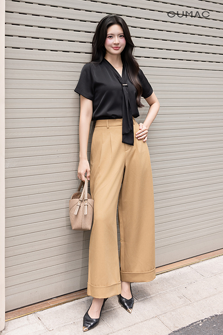 Quần ống rộng lai lật