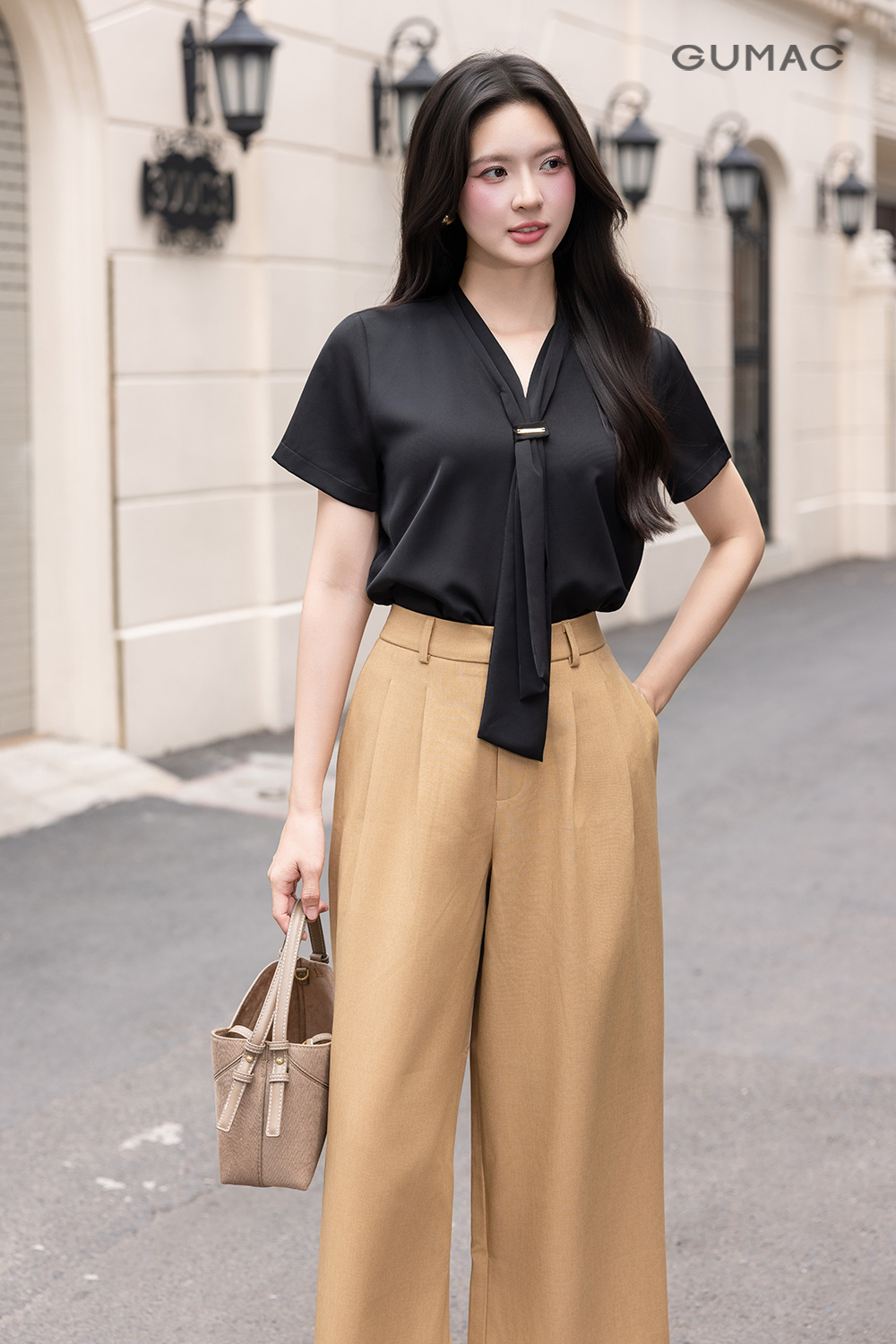 Quần ống rộng lai lật