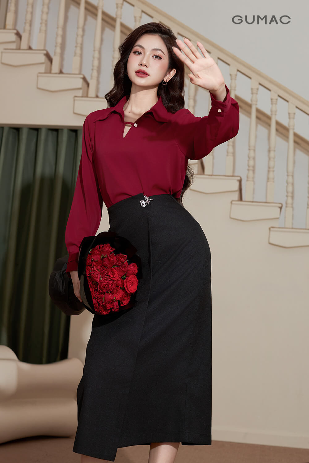 Cách phối đồ với váy suông đen