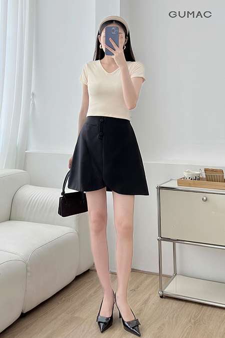 Chân váy A xẻ kiểu