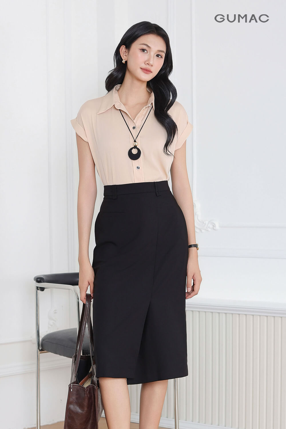 Chân váy suông lưng kiểu