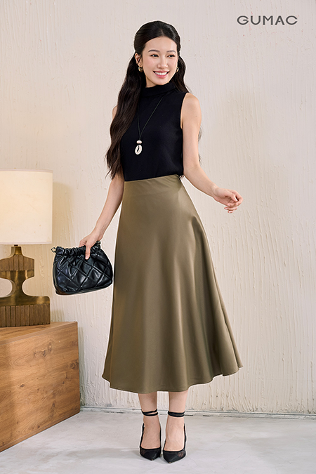 Chân váy lụa A xòe
