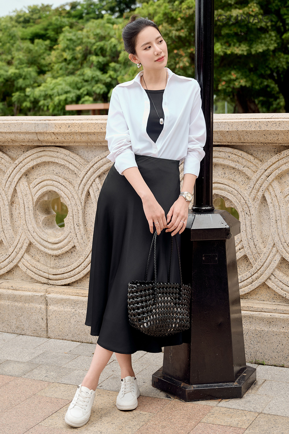 Chân váy lụa A xòe