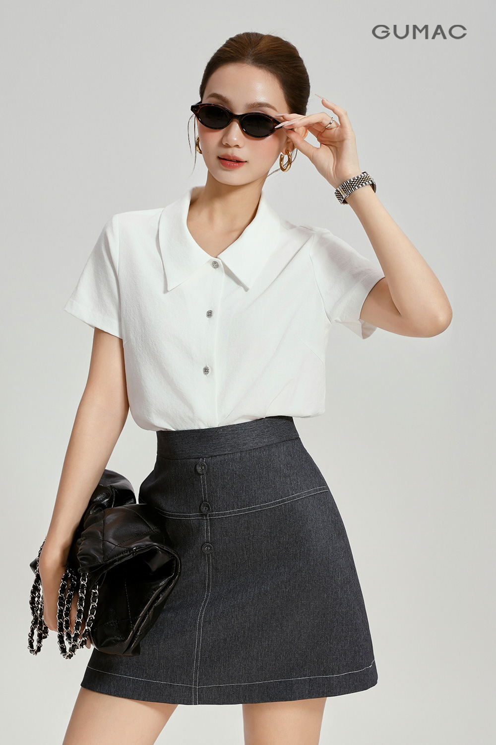 Chân váy A diễu chỉ