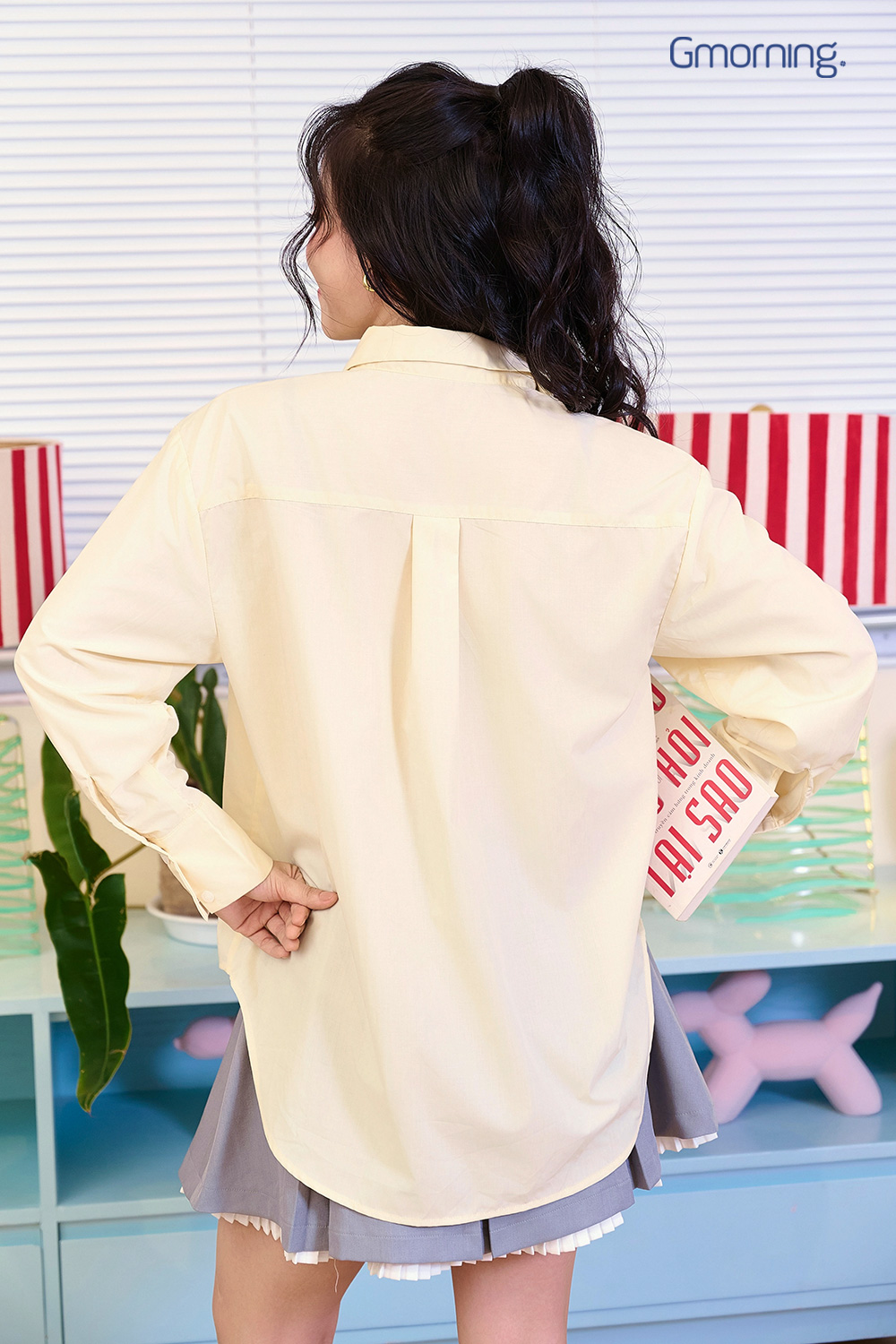 Áo sơ mi phối nẹp giữa