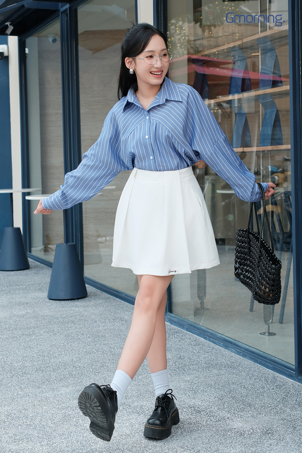 Áo sơ mi sọc phối