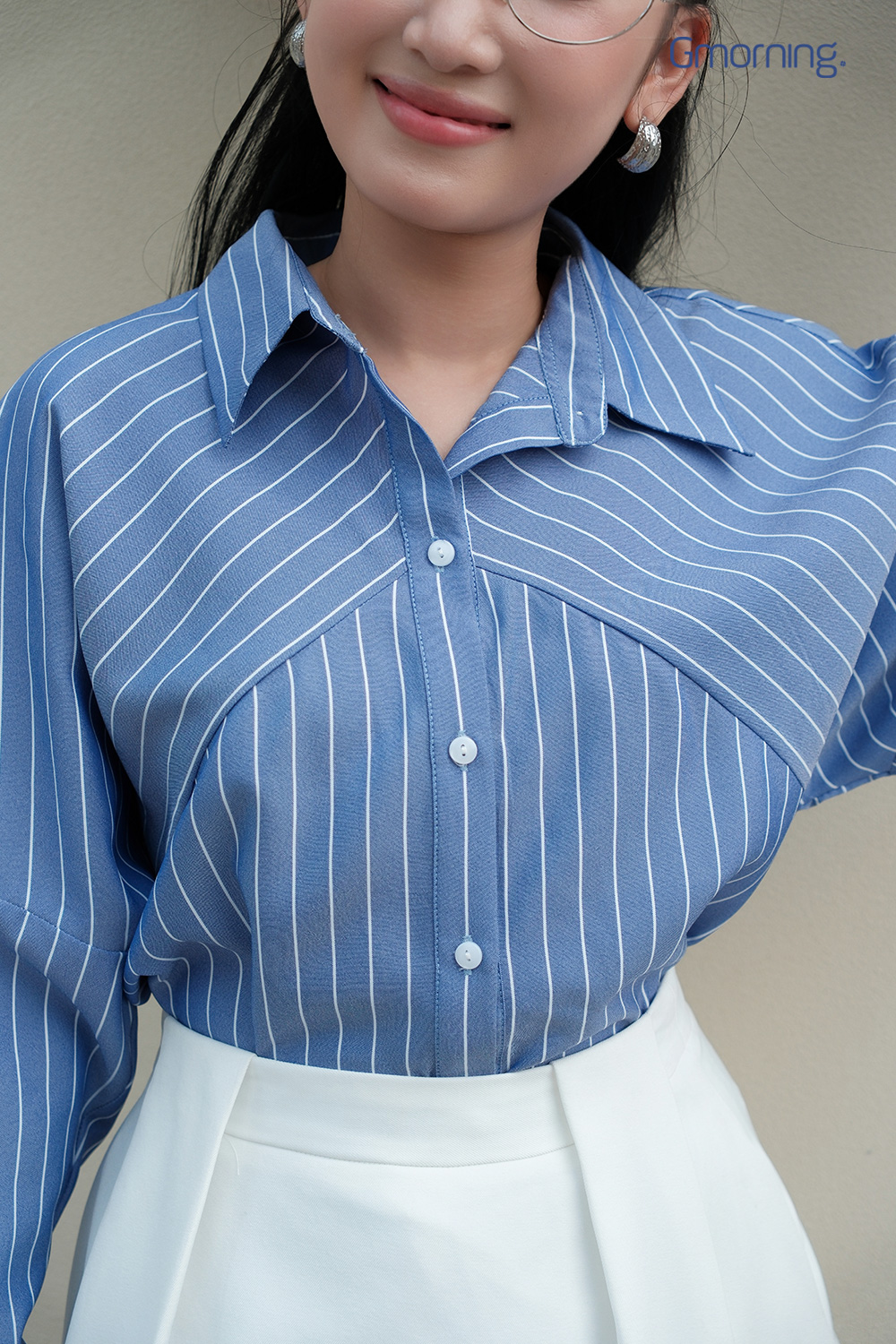 Áo sơ mi sọc phối
