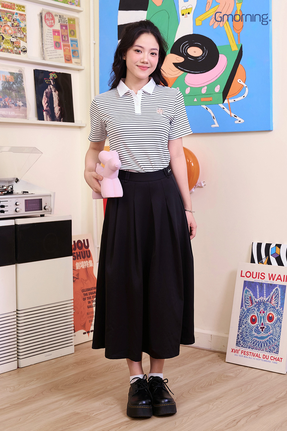 Áo polo sọc phối cổ