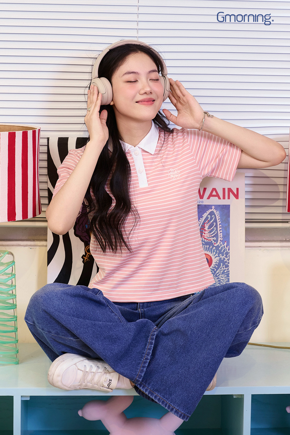 Áo polo sọc phối cổ