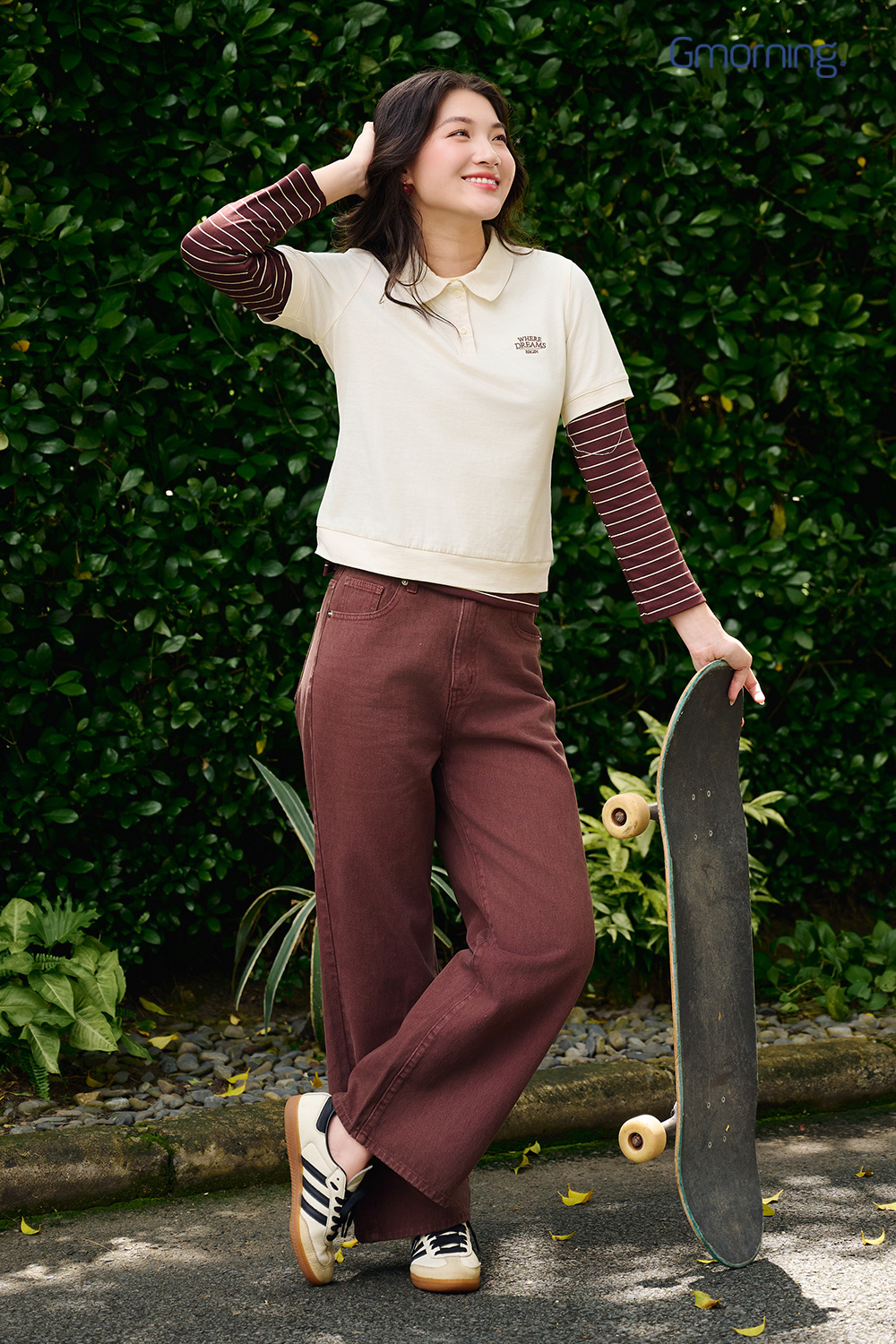 quan jean mix ao thun tay dai di du lich cao bang dep cho nang