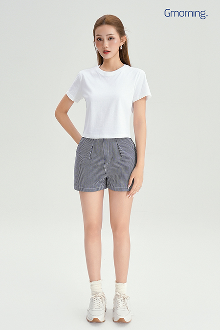 Quần short sọc denim