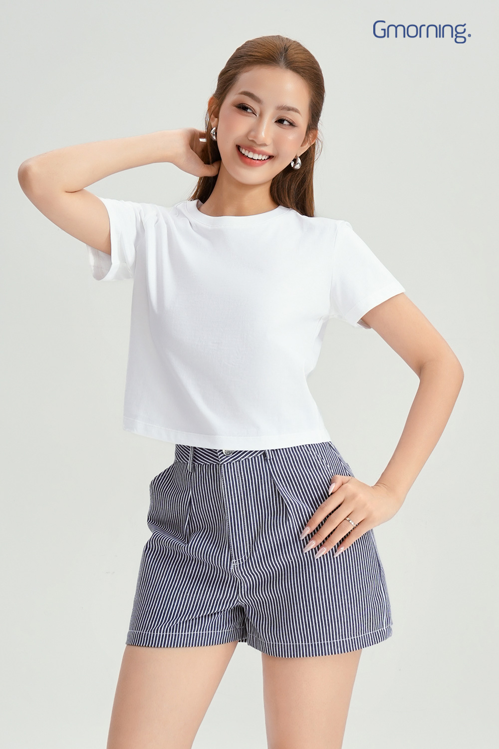 Quần short sọc denim