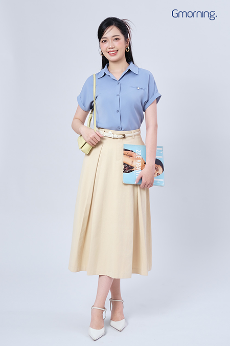 Chân váy midi xếp ly