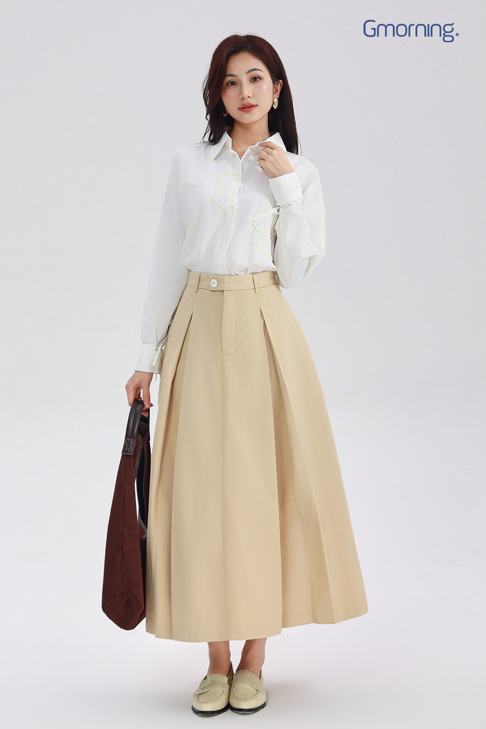 Chân váy midi xếp ly