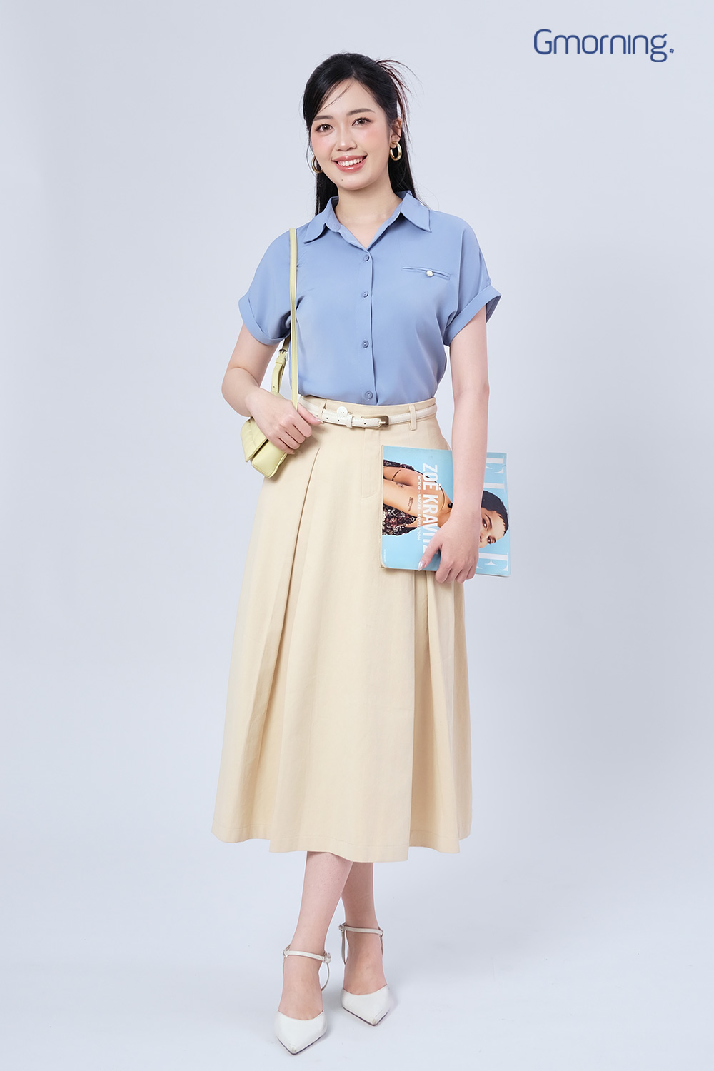 Chân váy midi xếp ly