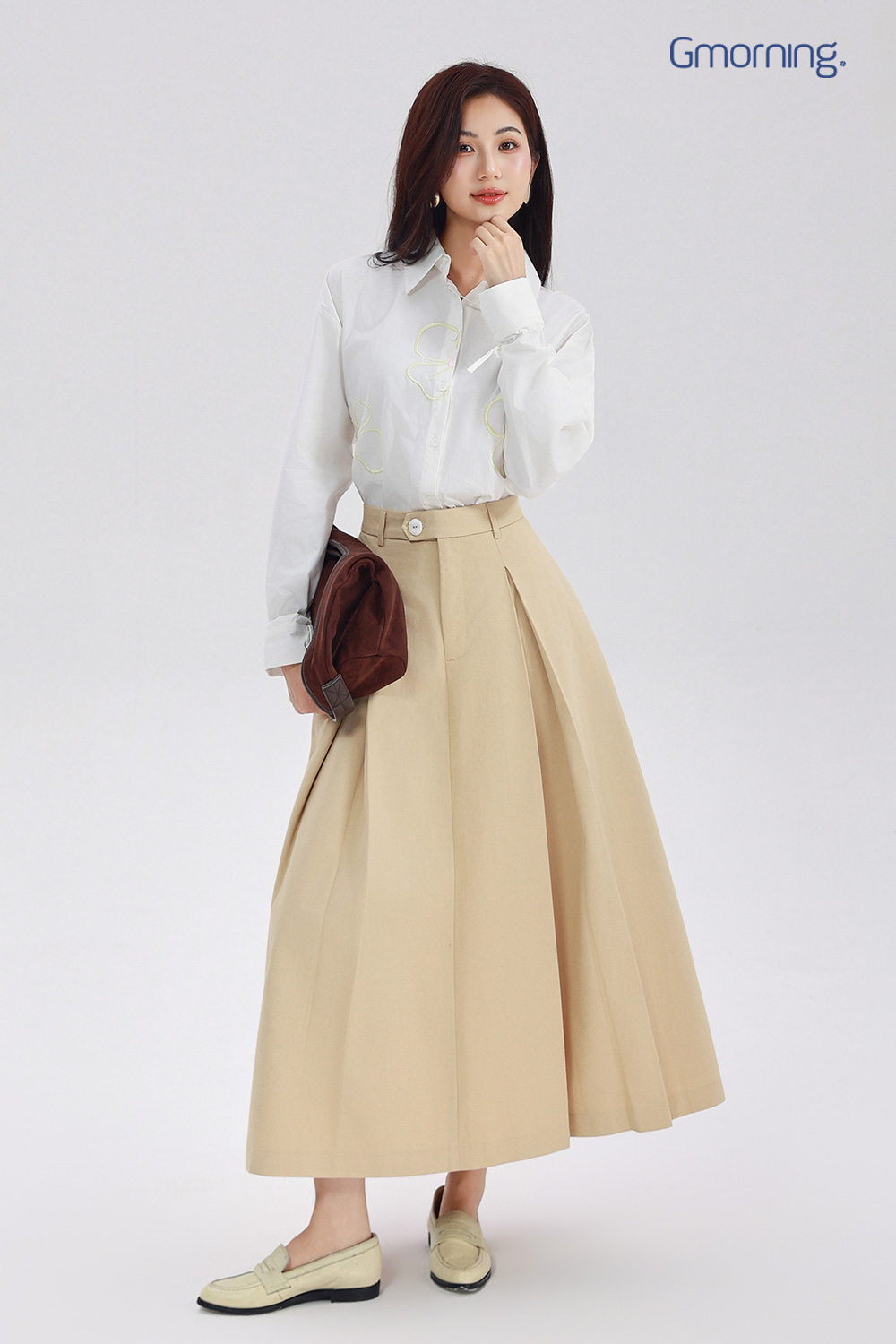 Chân váy midi xếp ly