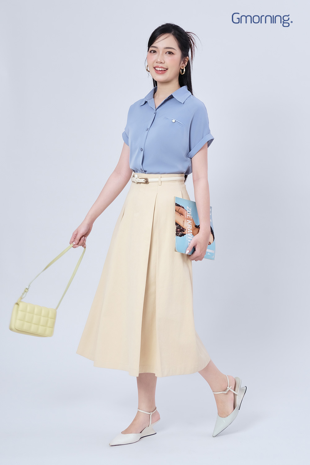 Chân váy midi xếp ly
