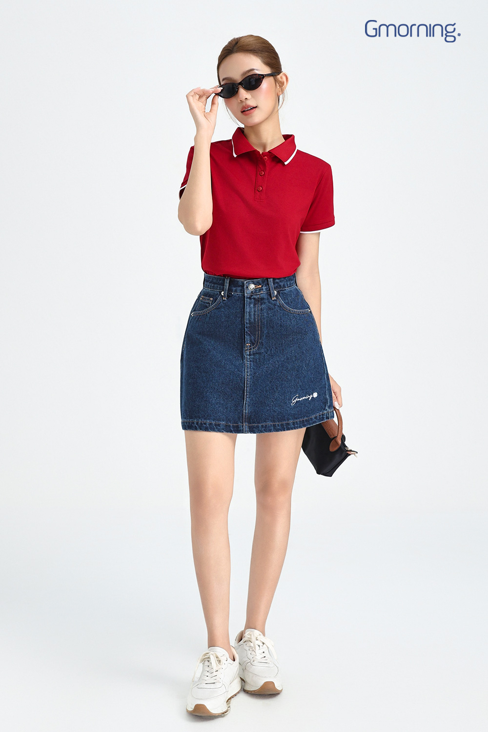 Chân váy denim thêu