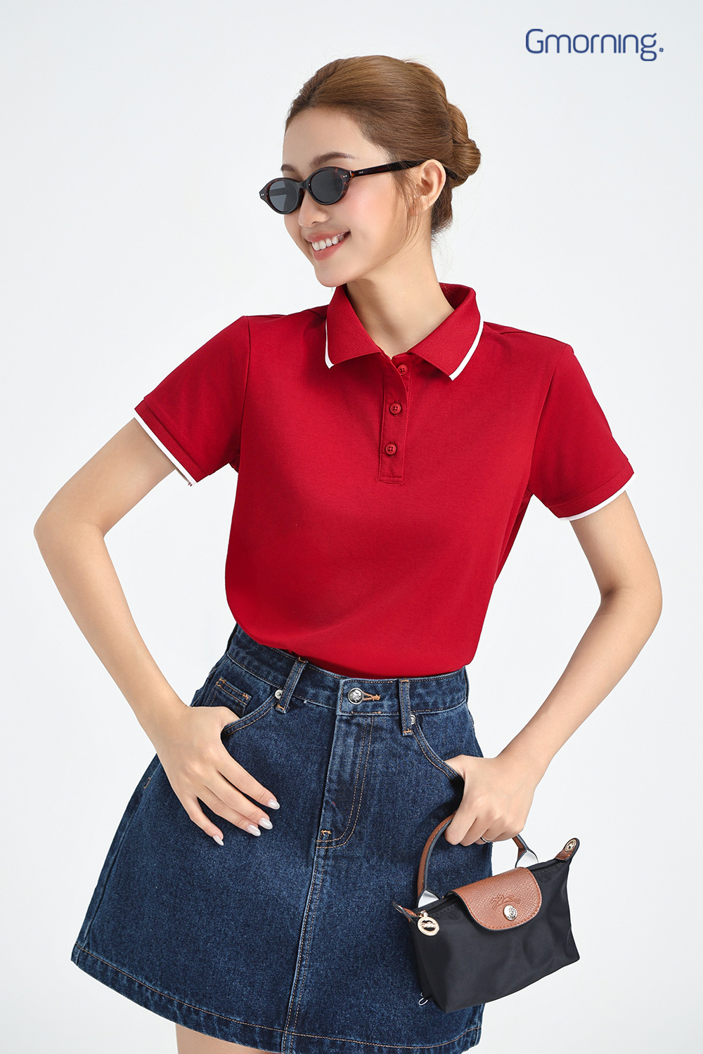 Chân váy denim thêu