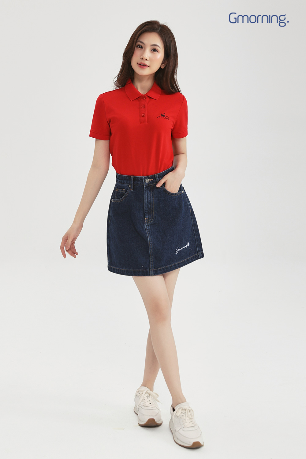 Chân váy denim thêu