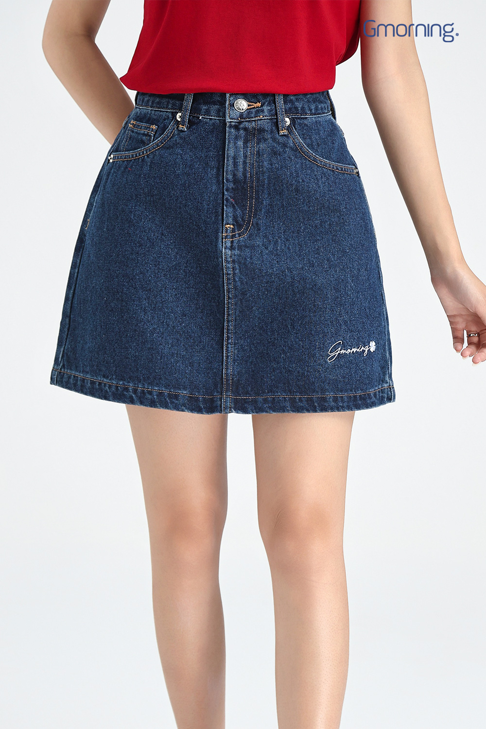 Chân váy denim thêu
