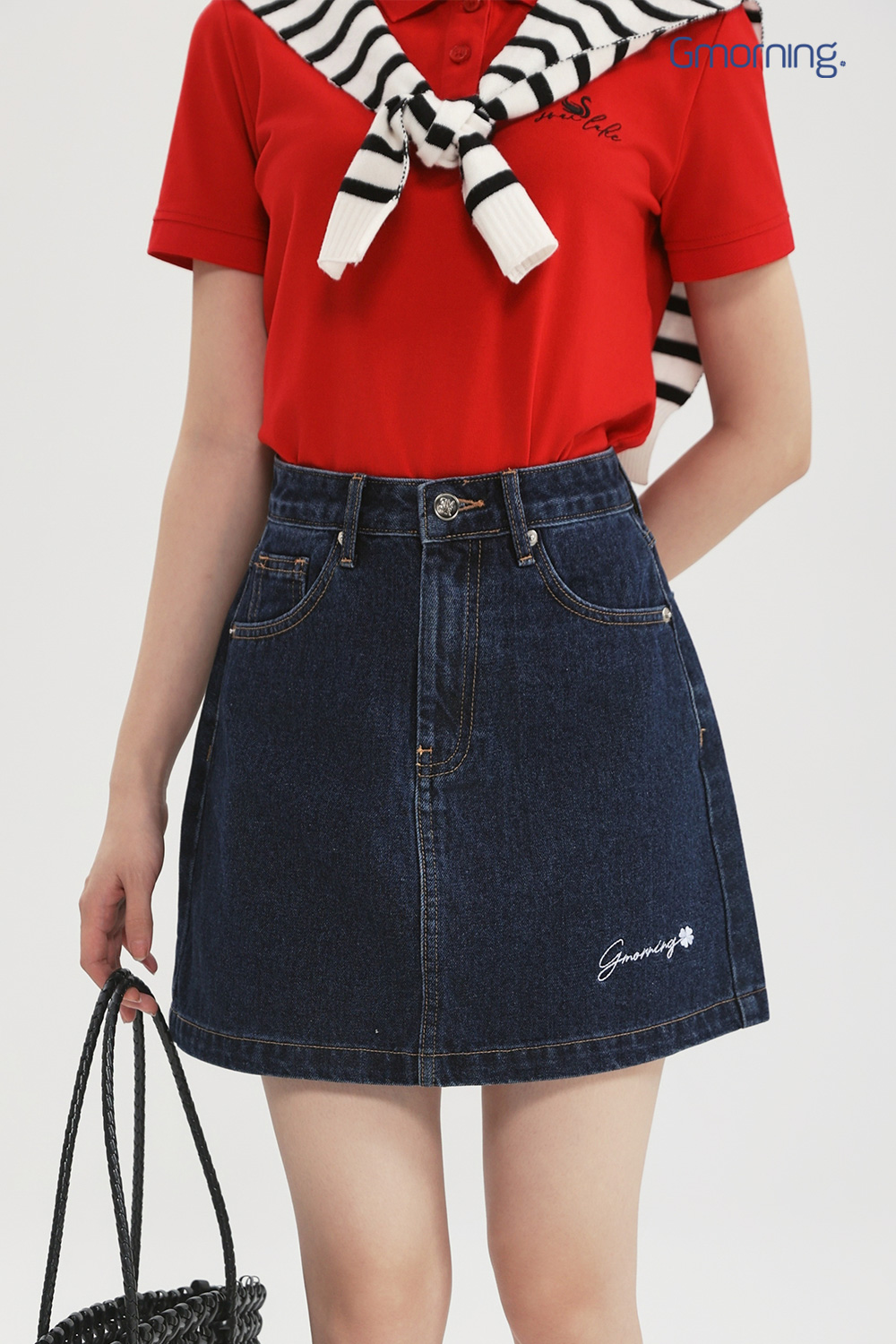 Chân váy denim thêu