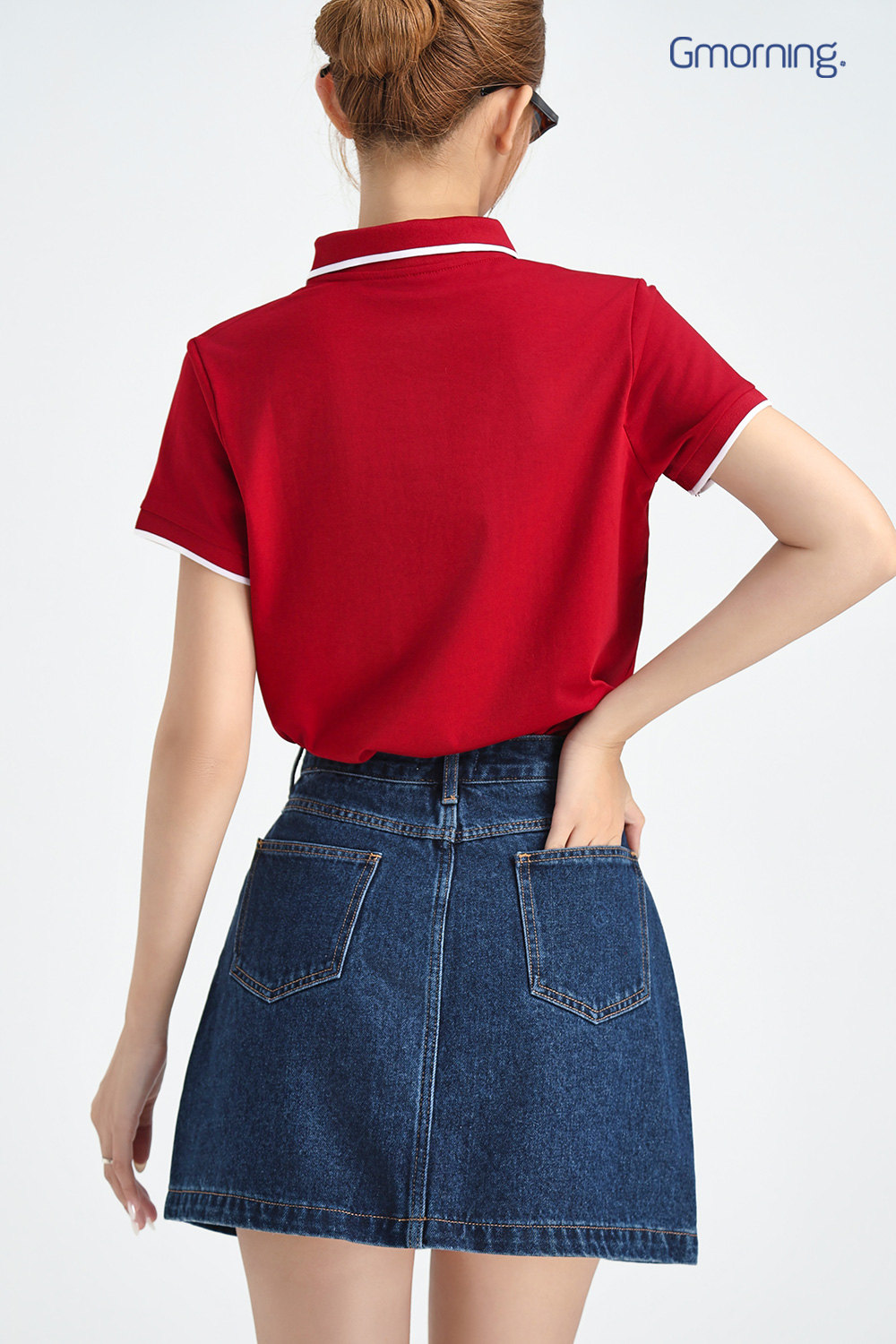 Chân váy denim thêu