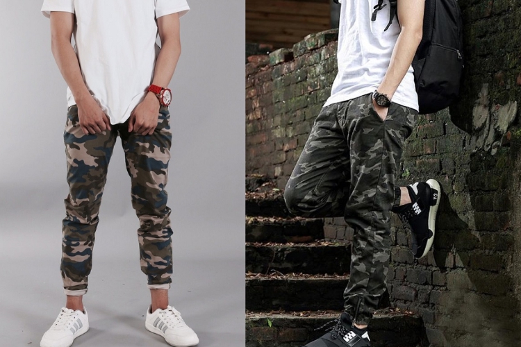 Áo phông trắng mix quần camo