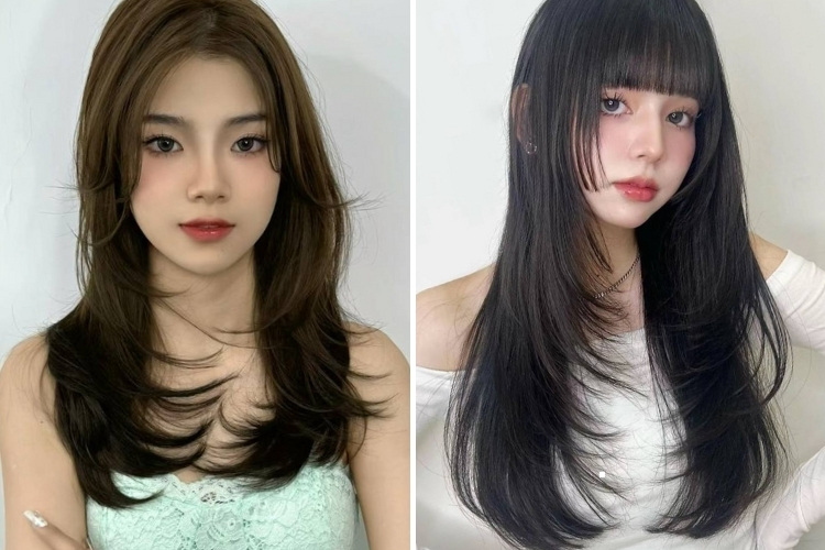 kieu toc layer di tiec cho mat tron