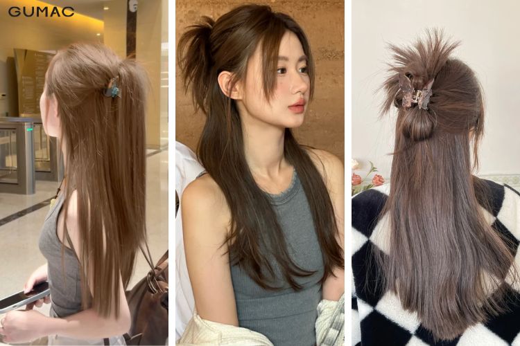 nhung kieu buoc toc ngan dep cho mat tron