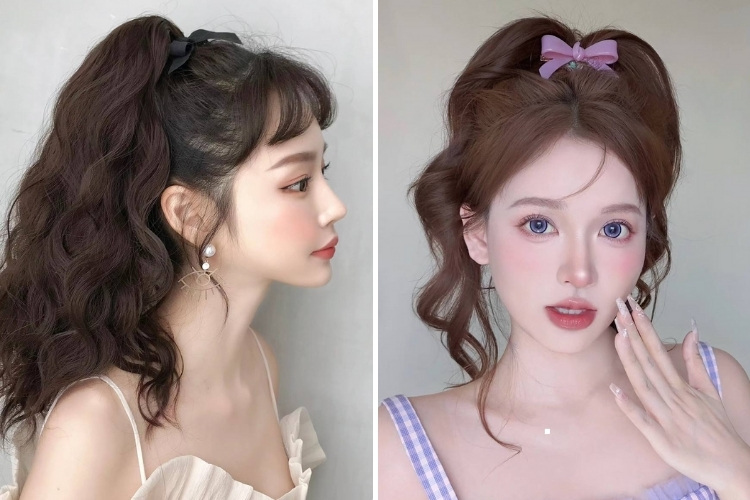 kieu toc cot duoi ngua di tiec cho mat tron