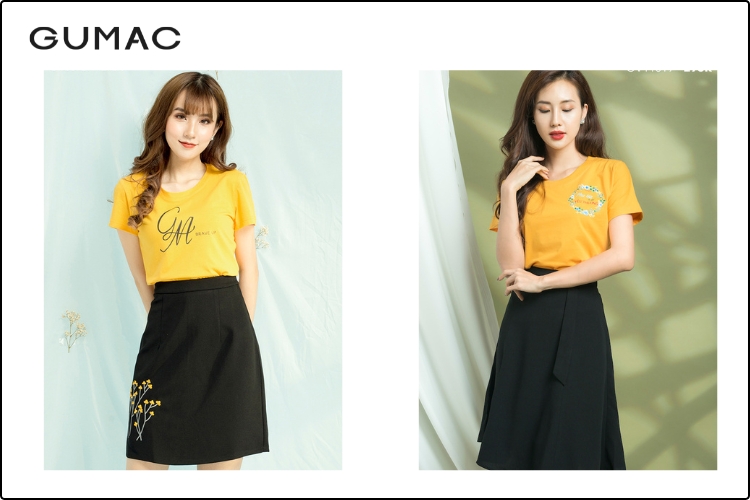 Áo phông và chân váy chữ A