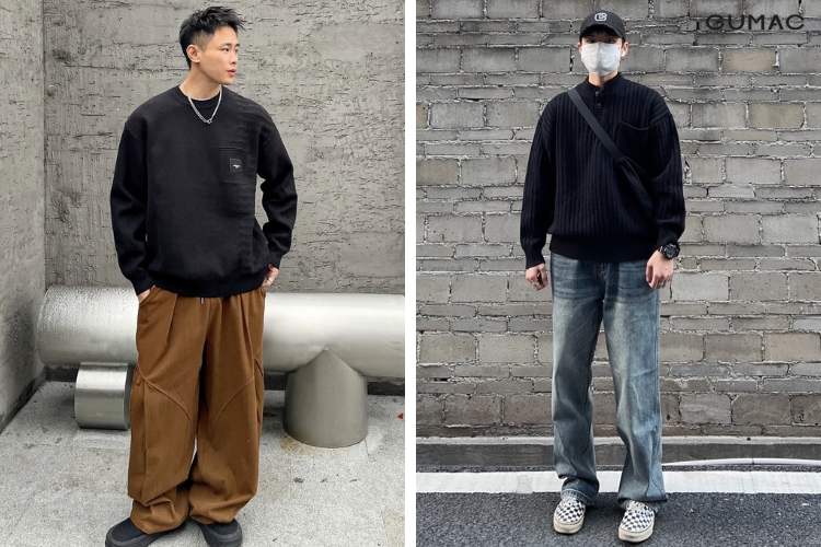 phoi ao sweater cung quan baggy