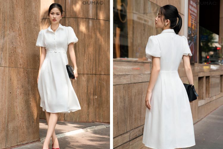 Đầm sơ mi tay phồng khi đi phỏng vấn Đầm sơ mi tay phồng khi đi phỏng vấn