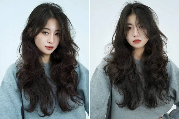 toc dai uon xoan lon to cho nu mat dai