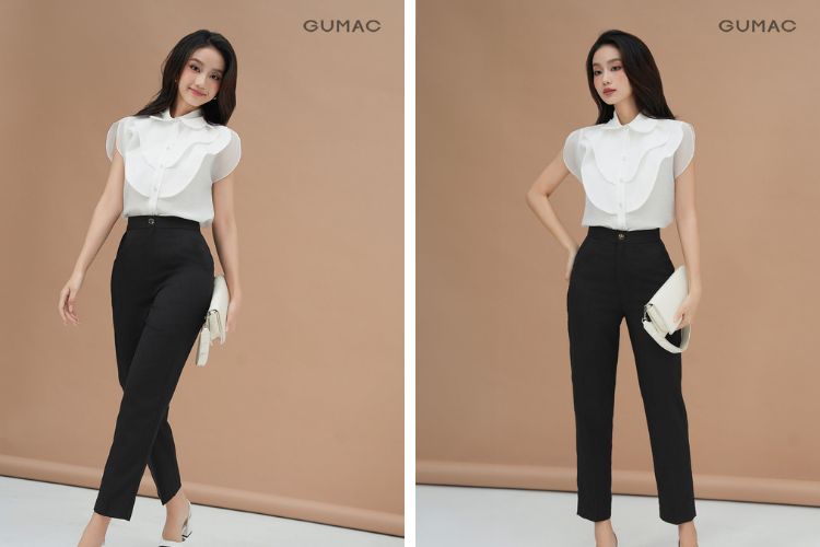 Áo trắng mặc quần đen