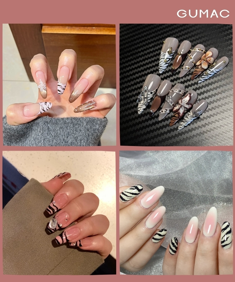 mau nail dai hoa tiet ngua van