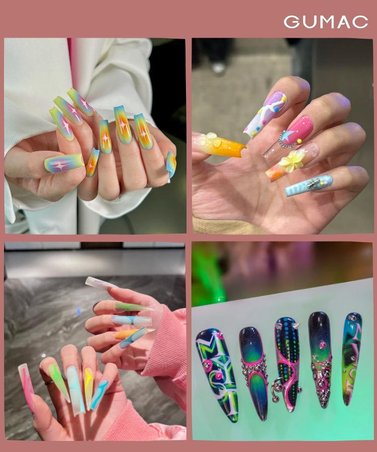 mau nail dai neon don gian noi bat