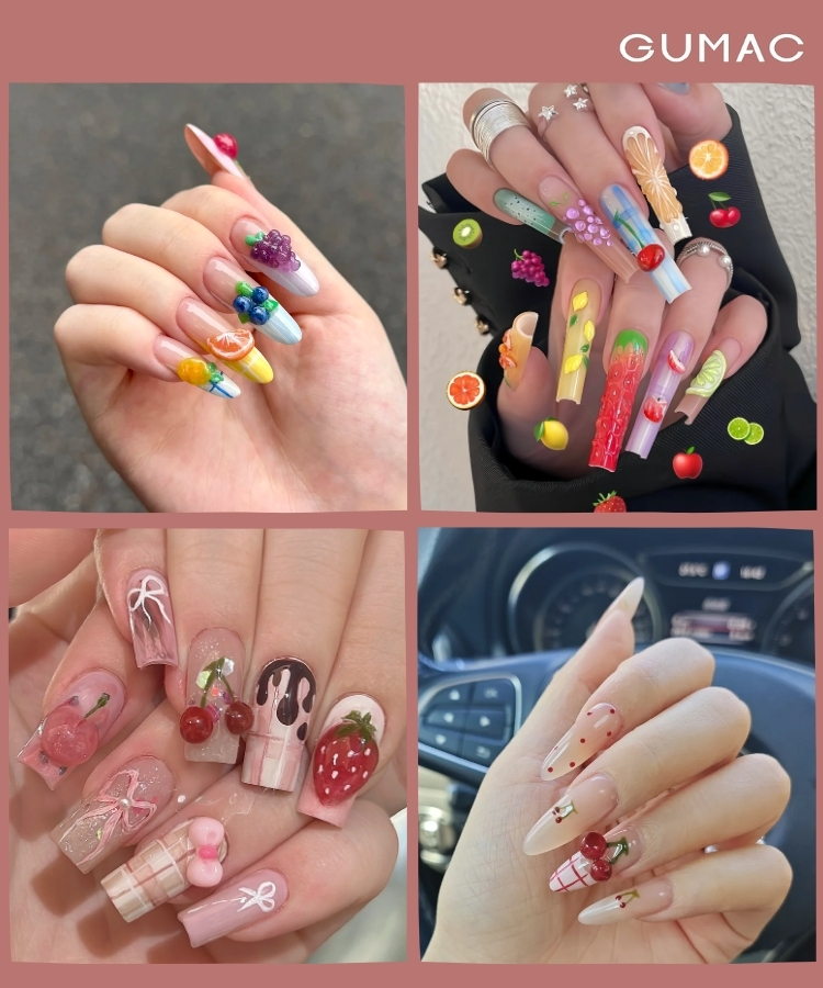 nail dai hoa tiet trai cay tuoi mat