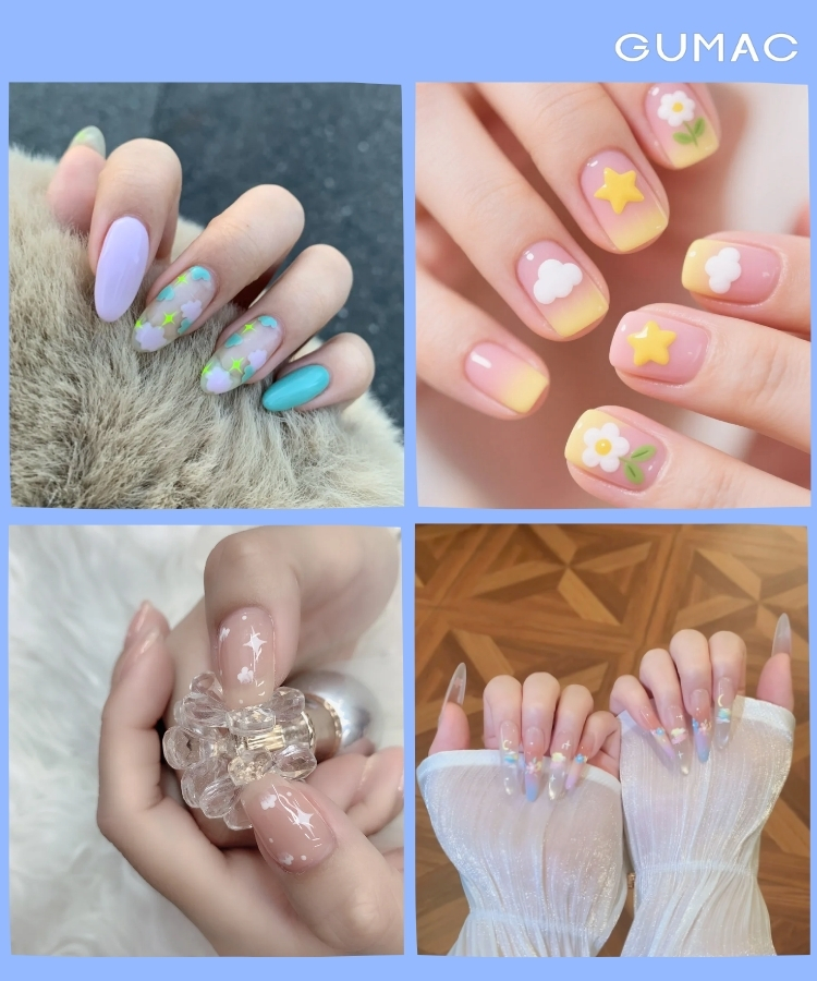 nail dam may trong suot